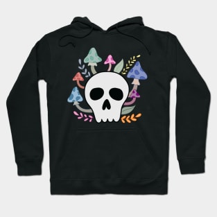 Skull with Mushrooms and Flowers Hoodie